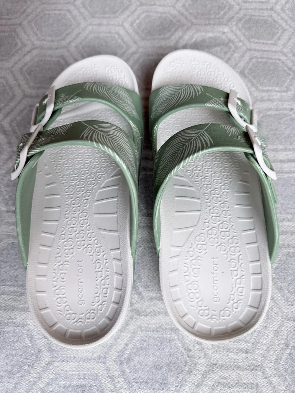 Gdefy UpBov Ortho Slide Sandals Green Palm Leaf Women’s Sz 8 Support